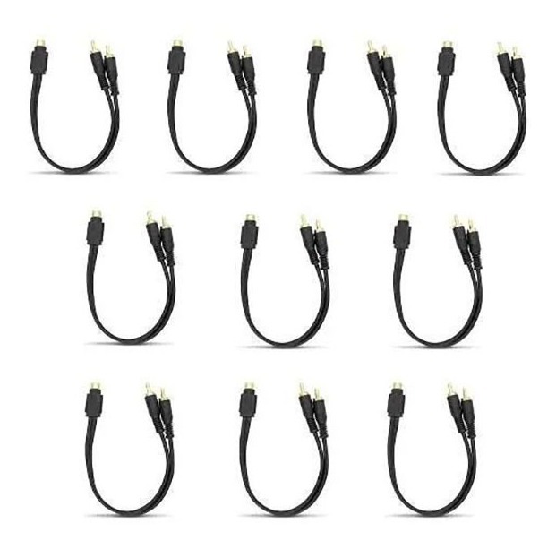 Kit Com 10 Cabos Y De Audio Rca 2 Macho 1 Femea Som em Oferta na Shopee