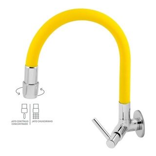 Torneira Gourmet Cozinha Parede Amarela 2 Jatos Flexível C61 em Oferta na Shopee