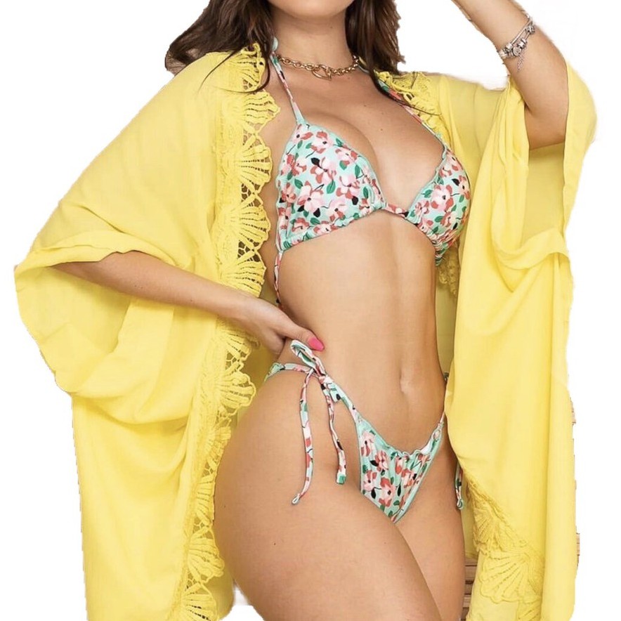 Kimono Cardigãn Rendado Floral Saída Praia e Dia Chic Importado