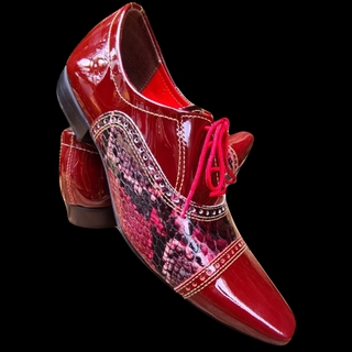 Sapato Masculino Italiano em Couro Social Executivo - Vermelho - Le Commandant Ref: 1022