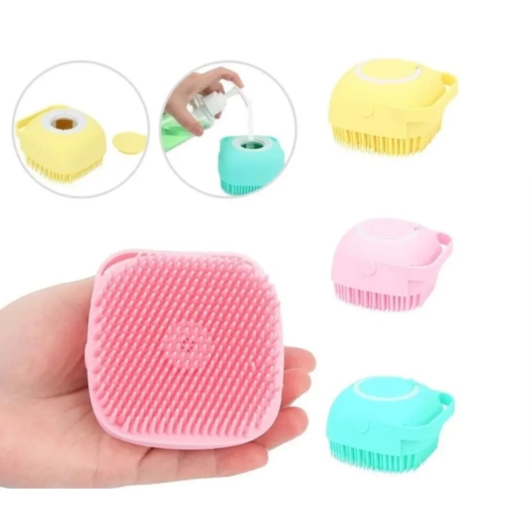 Esponja De Silicone P/ Banho Massageador Dispenser Shampoo