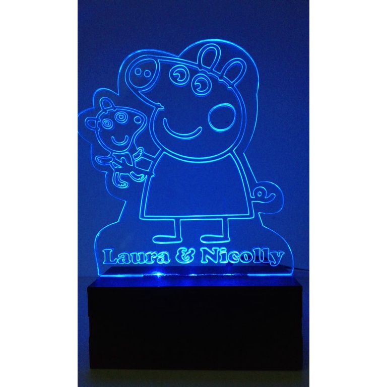 Luminária abajur led Peppa Pig personalizada com seu nome