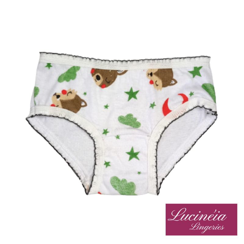 Kit 6 peças - Calcinha Infantil criança menina - 100% Algodão, com Forro, Estampas Variadas – tanga sacoleira.