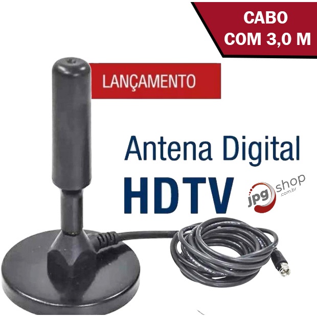 Antena Para Tv Digital Interna Ou Externa C/ Cabo 3m Smart