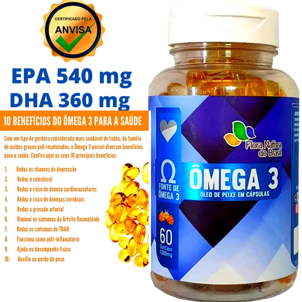 Ômega 3 1000mg 60 cápsulas Original O Melhor do Brasil | Shopee Brasil