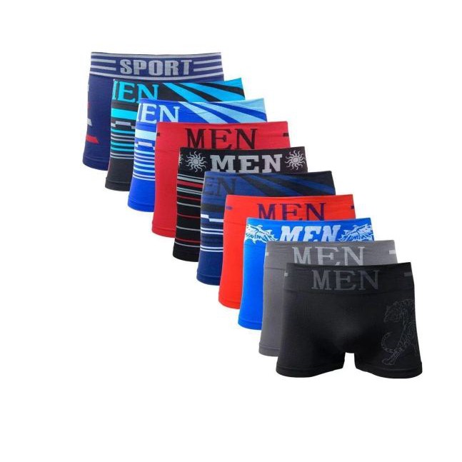 Cueca Box Boxer Adulto Sem Costura MEN Microfibra Diversas Cores