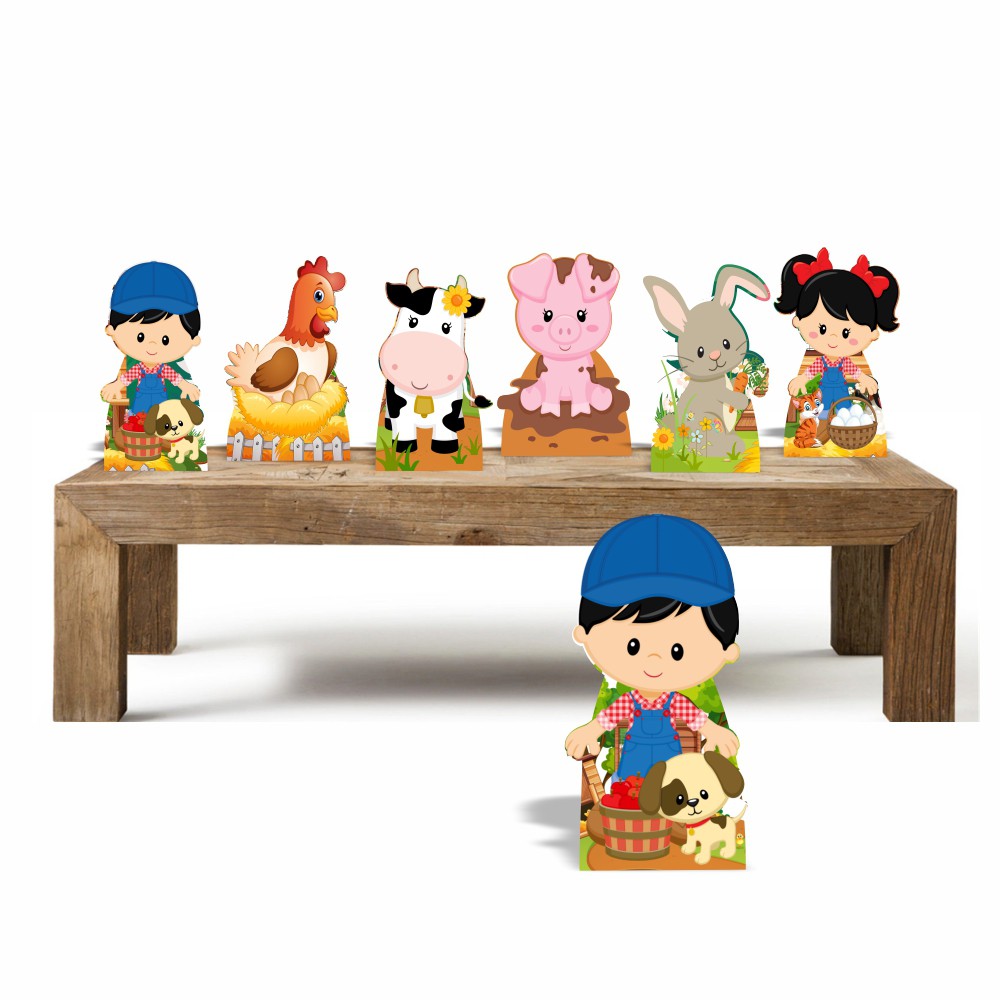 Fazendinha Cute Fazendeiro Kit 7 enfeites de decoração de festa infantil Kit Enfeites kit festa