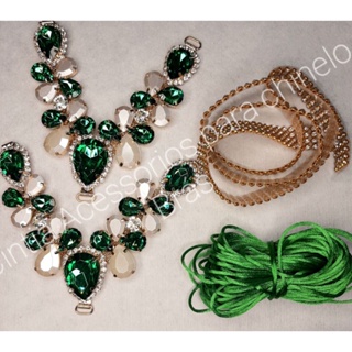 kit cabedal para chinelo duo verde+manta  e cordão em Oferta na Shopee