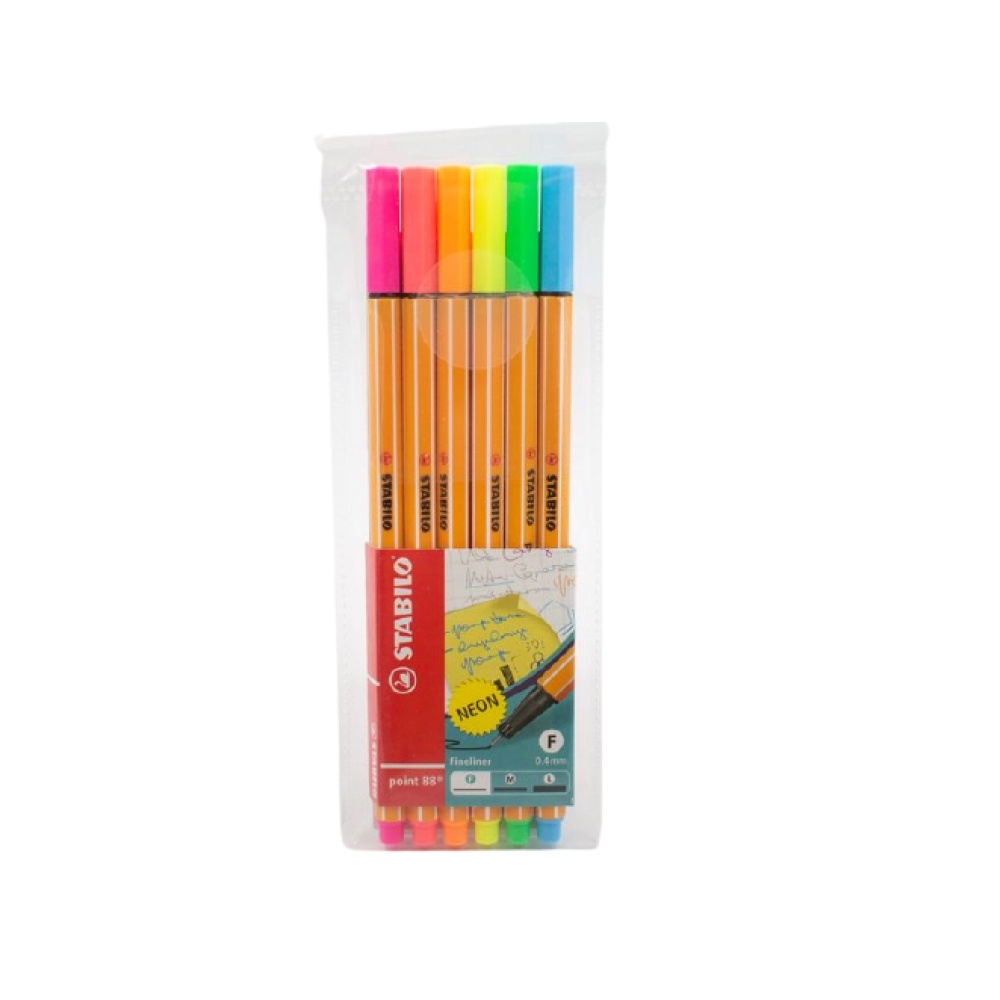 Stabilo Point 88 Neon - Estojo com 6 cores