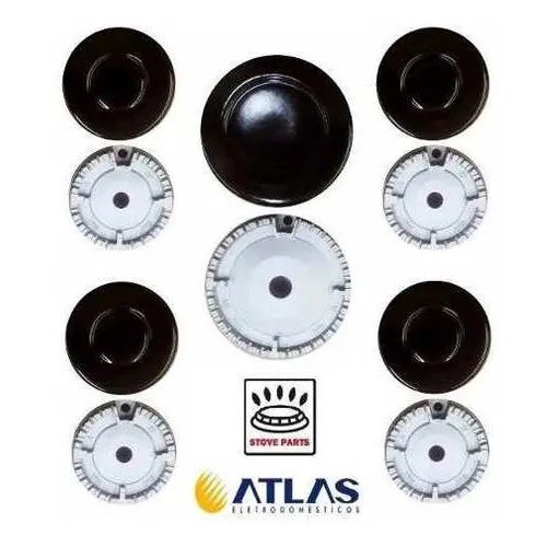 Kit Espalhador + Queimador Peças Cooktop Atlas Agile 5 Bocas