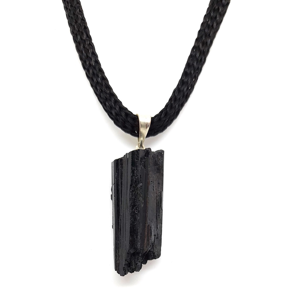 Colar de Turmalina Negra Bruta Natural limpeza Energética em Oferta na Shopee