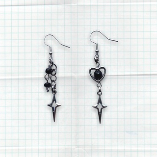 Par de Brincos Preto Gótico Aço Inox Aesthetic Anime Alternativo Acessórios Anime Pingente Dark Earring Kpop Kawaii