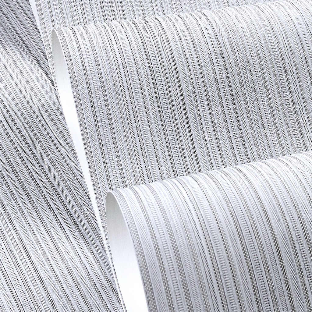 Papel de Parede Vinílico Importado Alto Relevo Rolo 9,5m x 53cm + Cola Especial Grátis - Modelo 31306 - Listrado Cinza