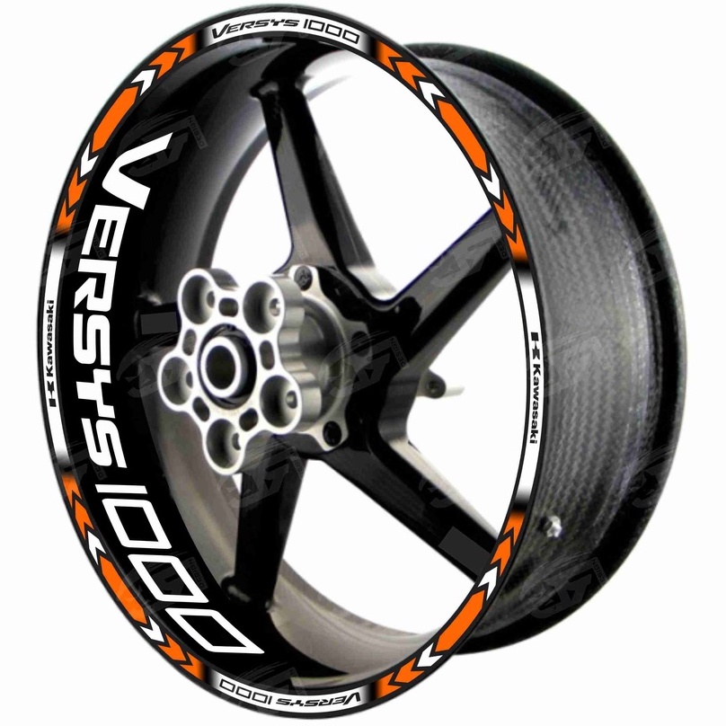 Adesivo Friso Refletivo Roda Moto Kawasaki Versys 1000 + Adesivos Internos M01 laranja