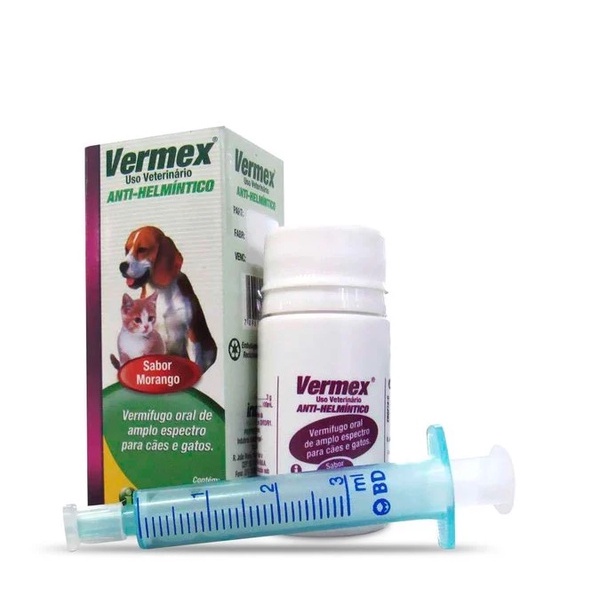 Vermífugo Oral Vermex 20ml Líquido Para Cães e Gatos Filhotes e Adultos.