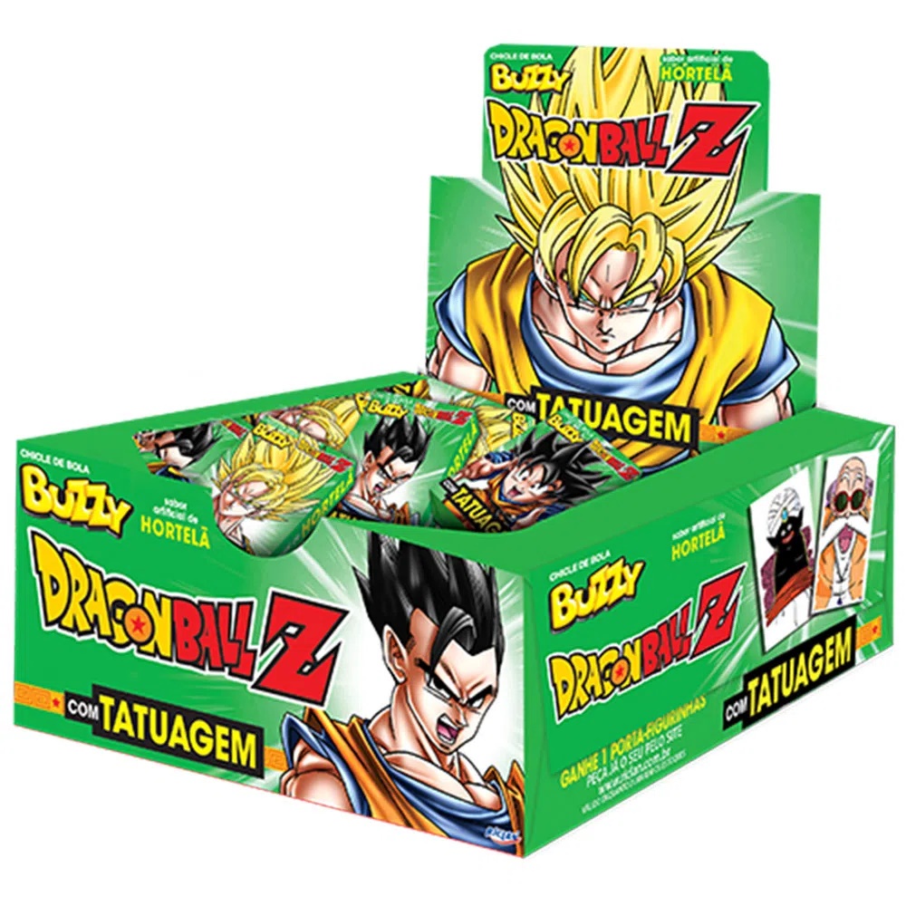 Chiclete Dragon Ball Z Hortelã C/90 Buzzy em Oferta na Shopee