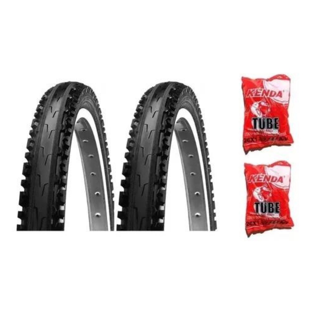 Par Pneus Bicicleta Mtb Kenda Misto Aro 26 X 1.95 Semi-slick + 2 Camaras