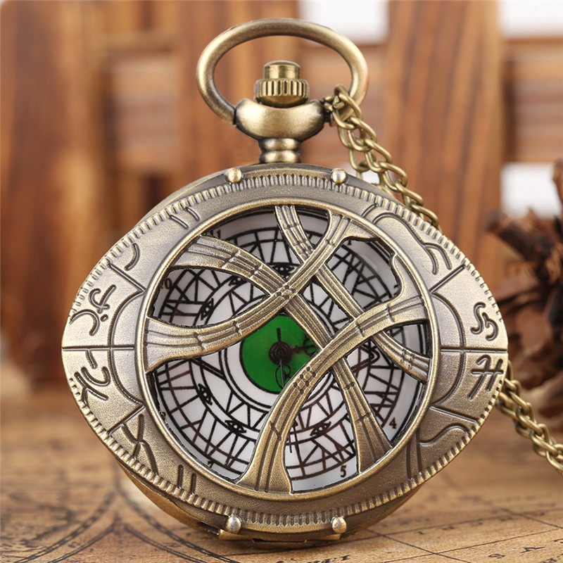 Steampunk Doctor Strange Masculino Feminino Relógio De Bolso De Quartzo Com Corrente De Colar