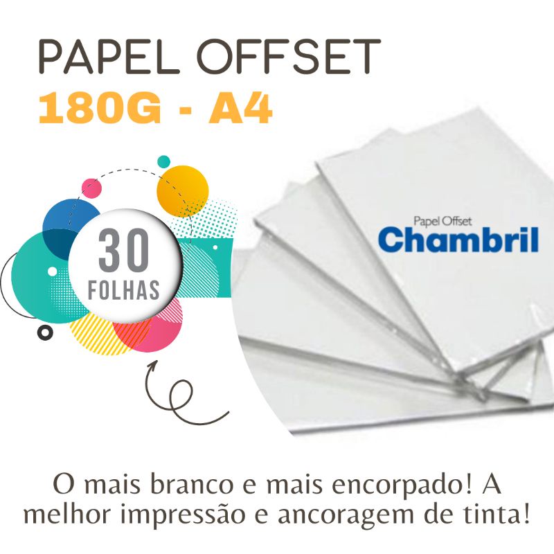 Papel Offset 180g Chambril Tam A4 21x297cm Pcts C 30 Folhas Shopee Brasil 2104