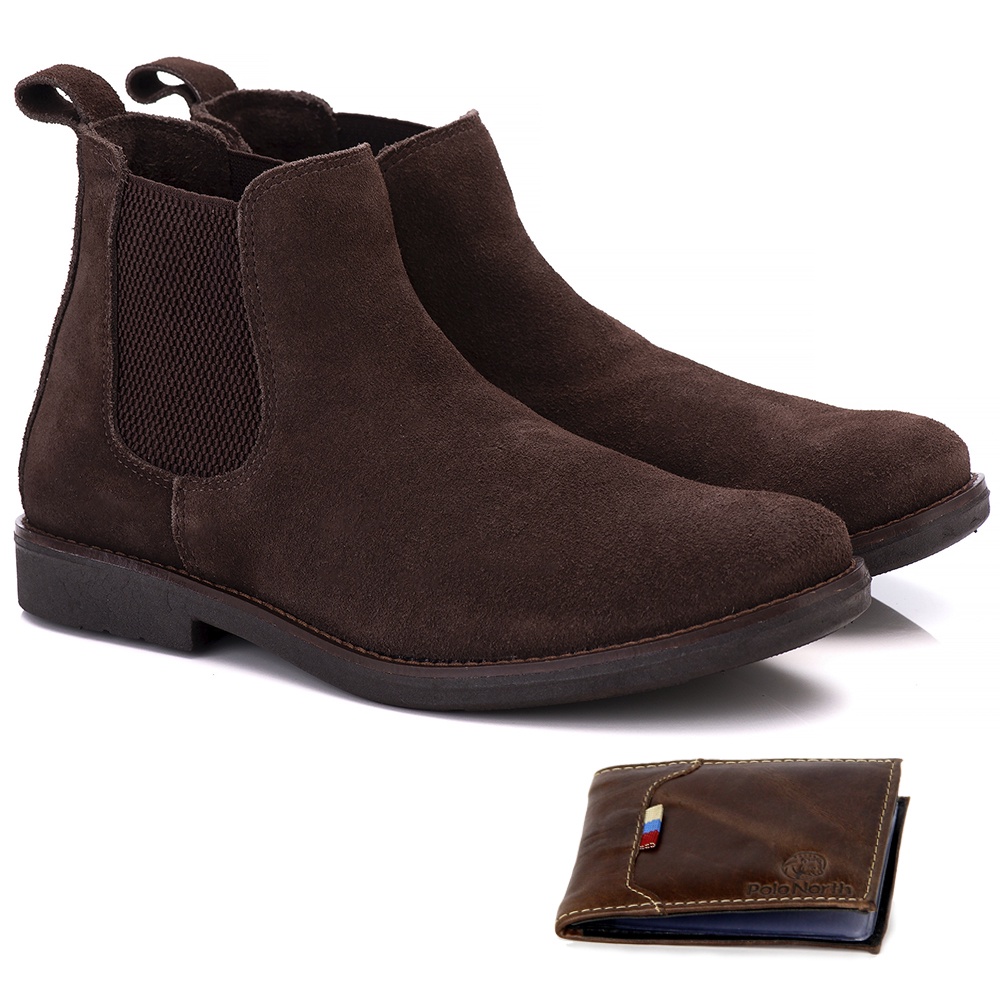 Chelsea Boot Polo North Clássica em Couro Legítimo Marrom Envio Imediato