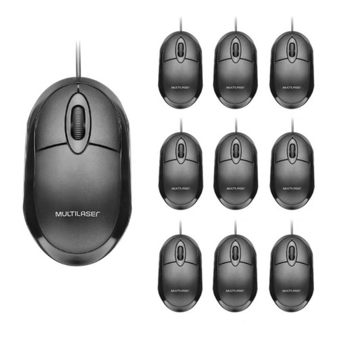 KIT COM 10 UNIDADES (MOUSE OPTICO C/FIO MULTILASER)