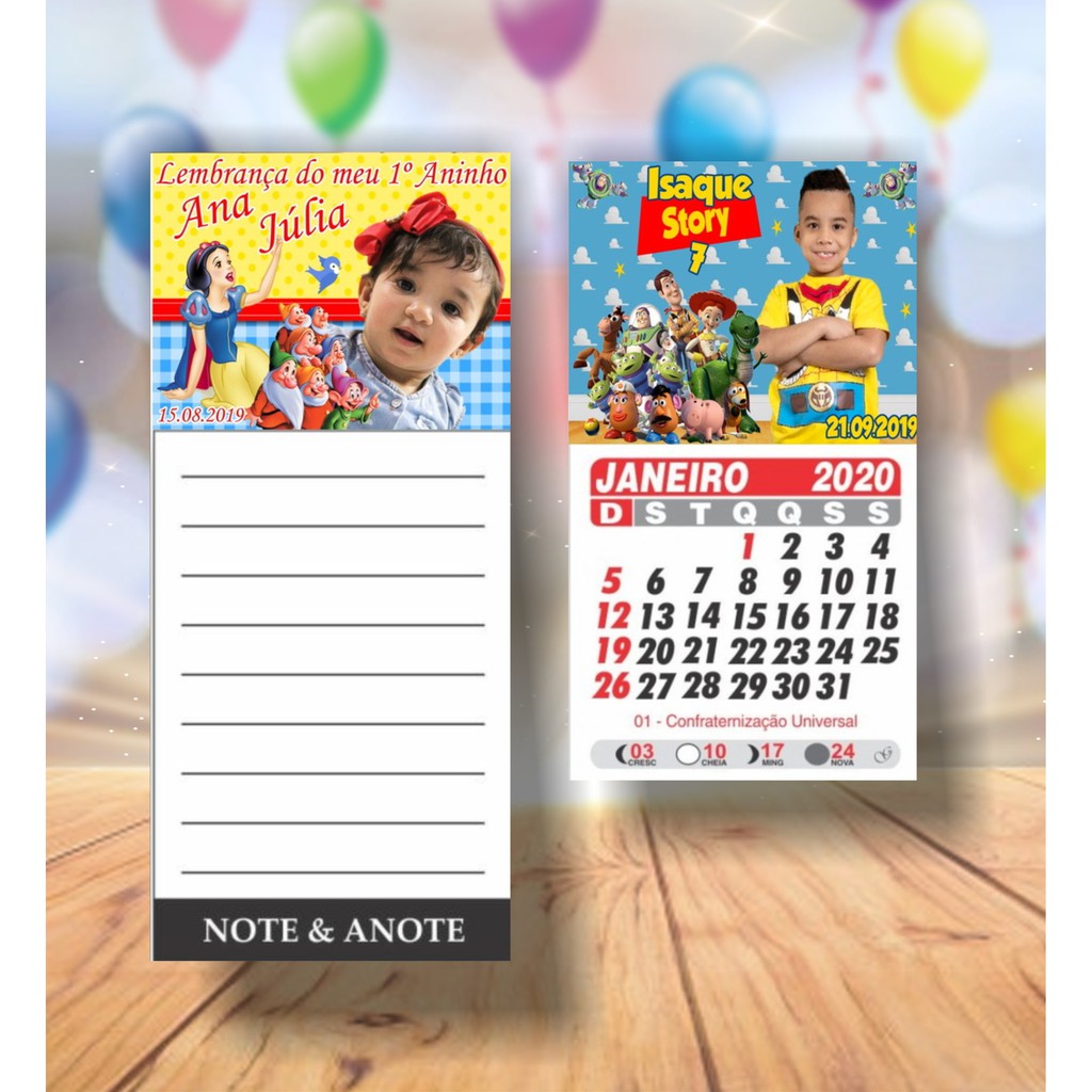 Imã de Geladeira 5x4 cm C/ Bloco de Calendário 2026 ou Lembrete/anotação