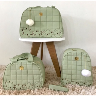 Bolsa maternidade Safari 3 peças, térmica, impermeável e com alça removível!.