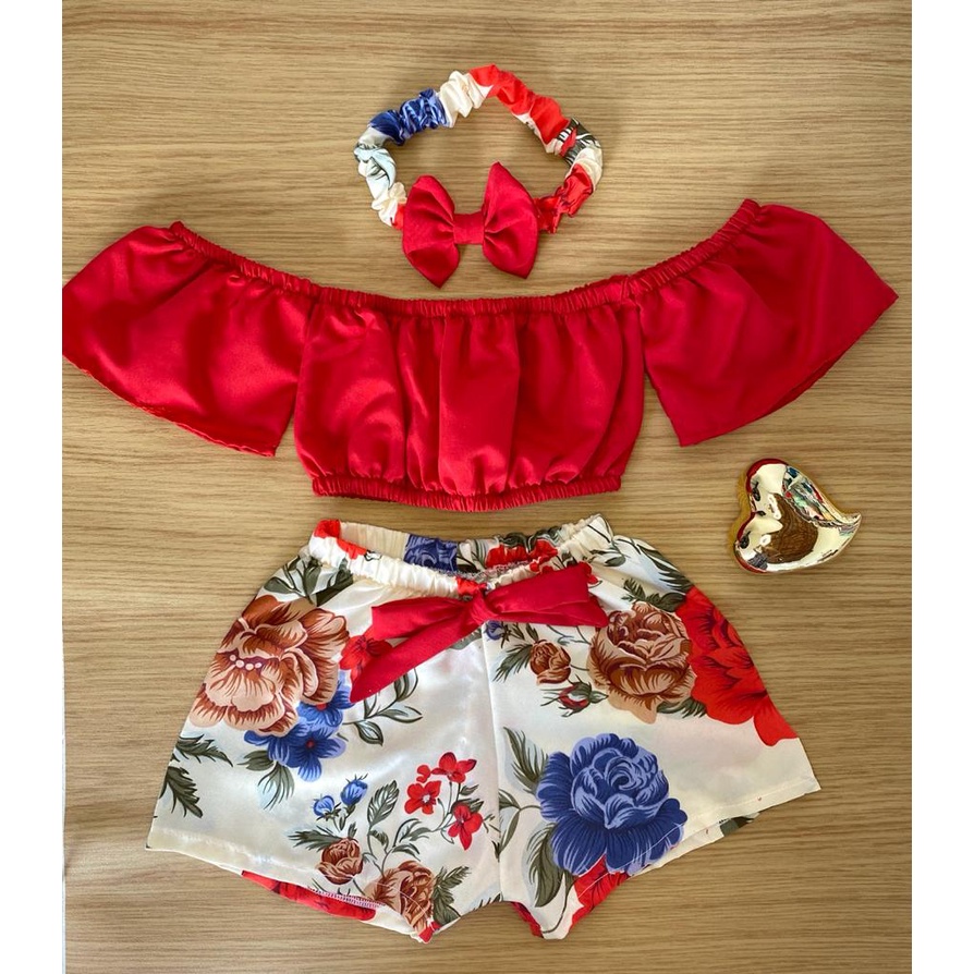 Cropped + Short + Tiara (kit infantil)Lindo! Só hoje!! — imagem 2 de 2
