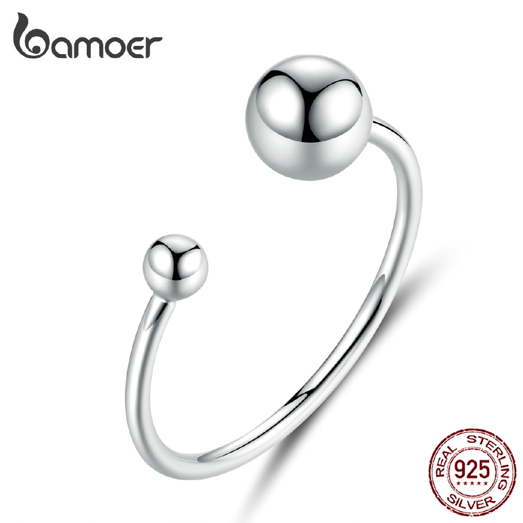 BAMOER 925 Silver Fashion Rings Size Ball SCR575 em Oferta na Shopee