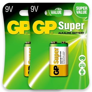02 Pilhas Baterias 9v Alcalina GP Super 9 Volts 2 Cartelas