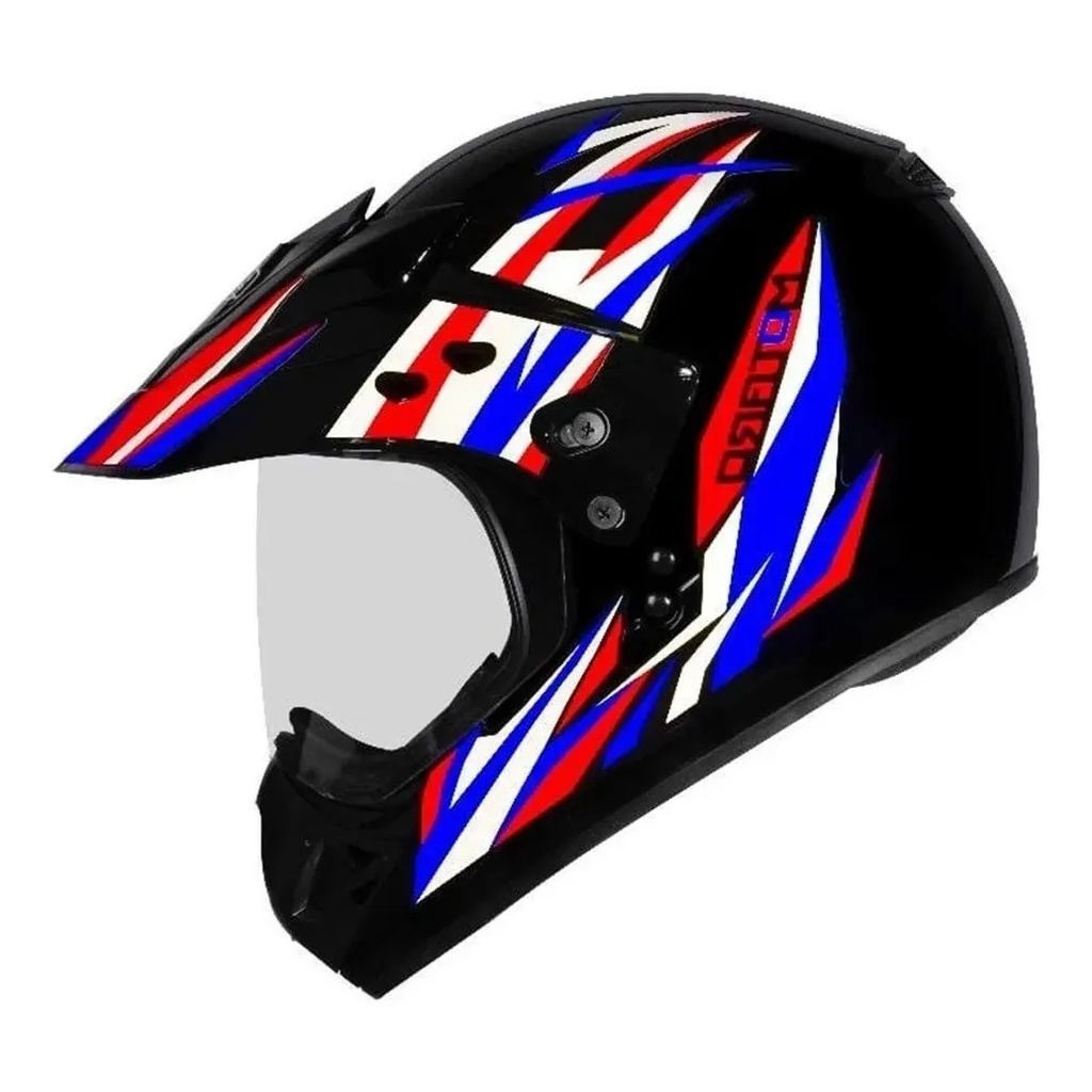 Capacete Fechado Ebf Motard Street Preto E Vermelho Brilhante