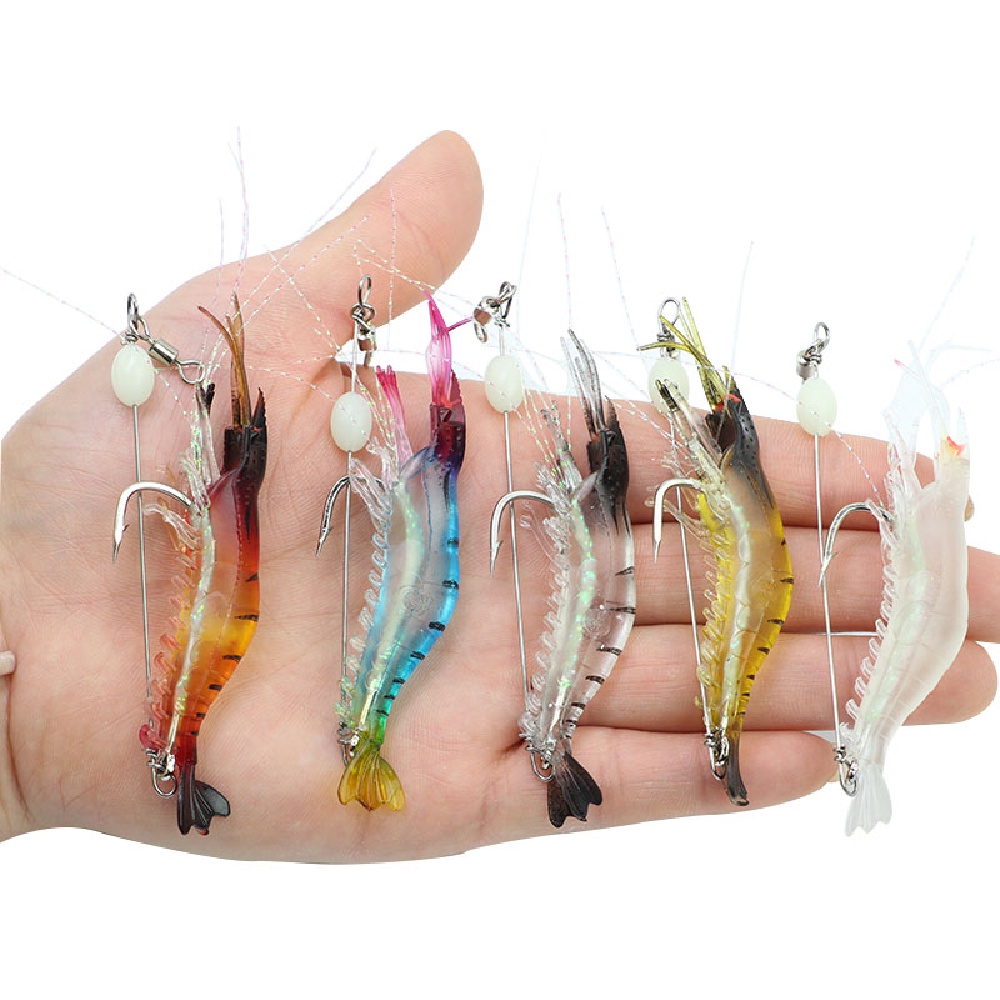 Isca Camarão Artificial [6 unid] Soft P/ Robalo Xaréu Cioba Corvina
