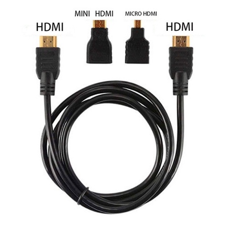 Kit Cabo Hdmi 3x1 - Hdmi/ Mini Hdmi/ Micro Hdmi 1.5m Lt-h001