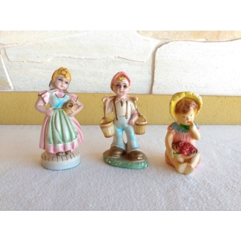 Trio Estatuas Estatuetas em Gesso Antigo Campones(a)