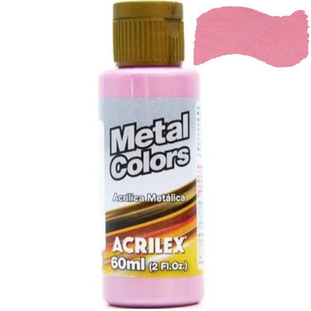 Tinta Acrílica Metal Colors Rosa 537 - Acabamento Metálico - Indicada para madeira, cerâmica, gesso, isopor, couro, cort