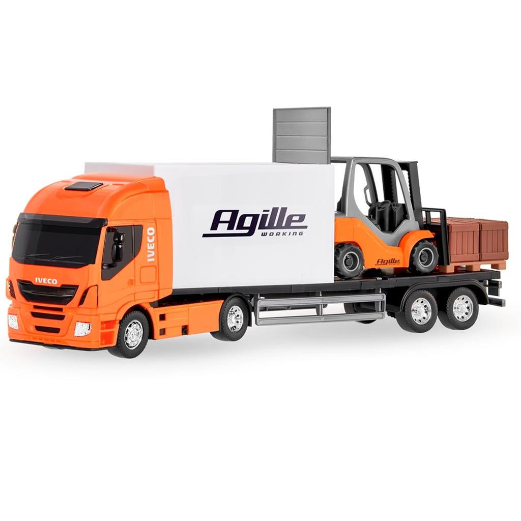 Brinquedo Caminhao Iveco Com Empilhadeira Miniatura - Usual Brinquedos