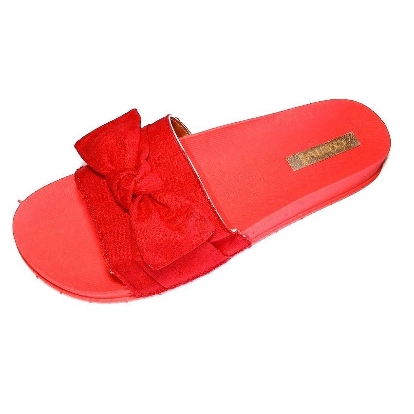 sandalia com laço na frente rasteira