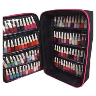 Maleta Mochila P/manicures Para até 90 Esmaltes Bolsa PRETO Com Pink