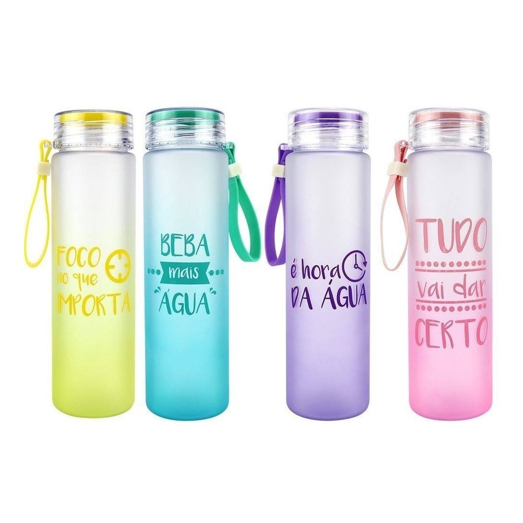 Garrafa Squeeze Frases Atacado Dizeres Água 500ml Fosca