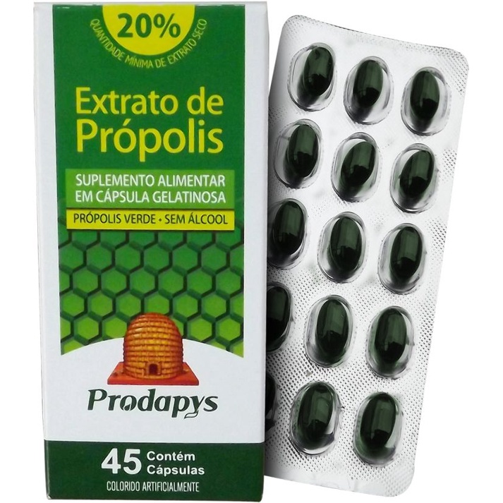 Extrato de Própolis Zinco Quelato 20% / Extrato de própolis verde 20% - 45 capsulas - Prodapys