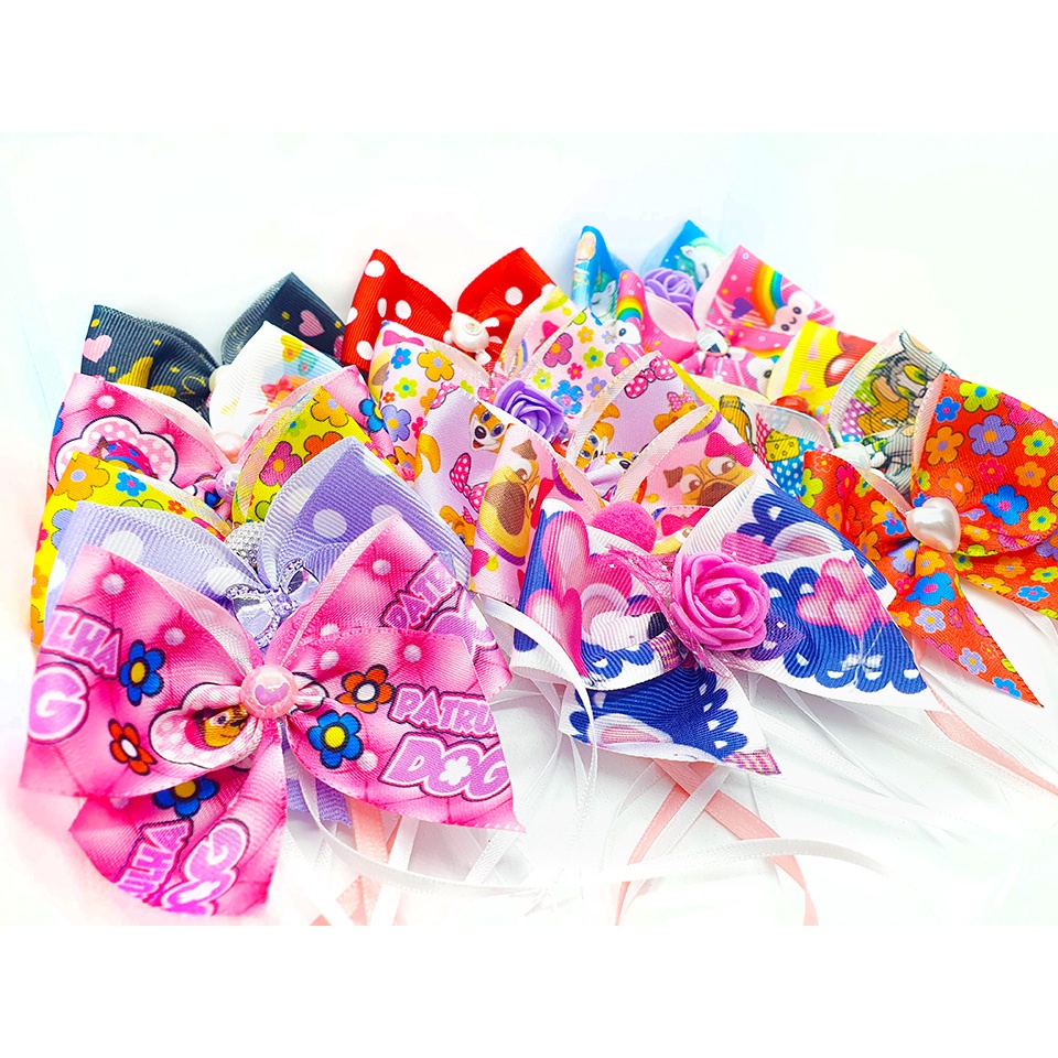 20 Laços De Pescoço Pet Estampados Pet Shop Cetim Banho e tosa em Oferta na Shopee