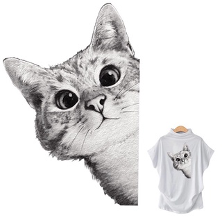 Peeking Gato Ferro Em Transferência De Calor Adesivos Roupas Da Moda Diy Acessório Patches Para Calça Jeans