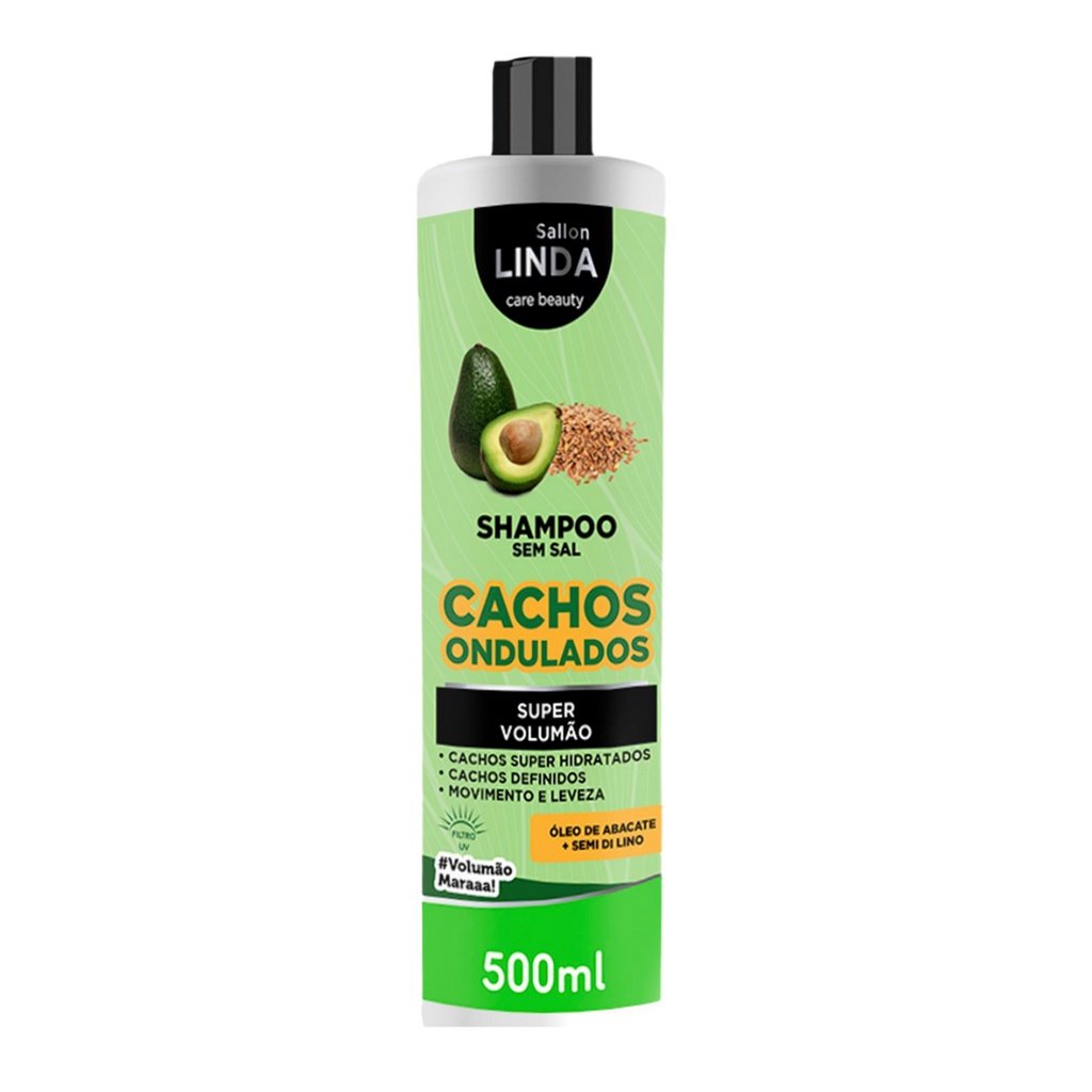Shampoo Sem Sal Cachos Ondulados Abacate e Semi di Lino 500ml