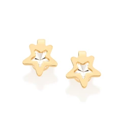 Brinco Infantil Rommanel Cristal Solitário Estrela Folheado a Ouro 18k - 524092