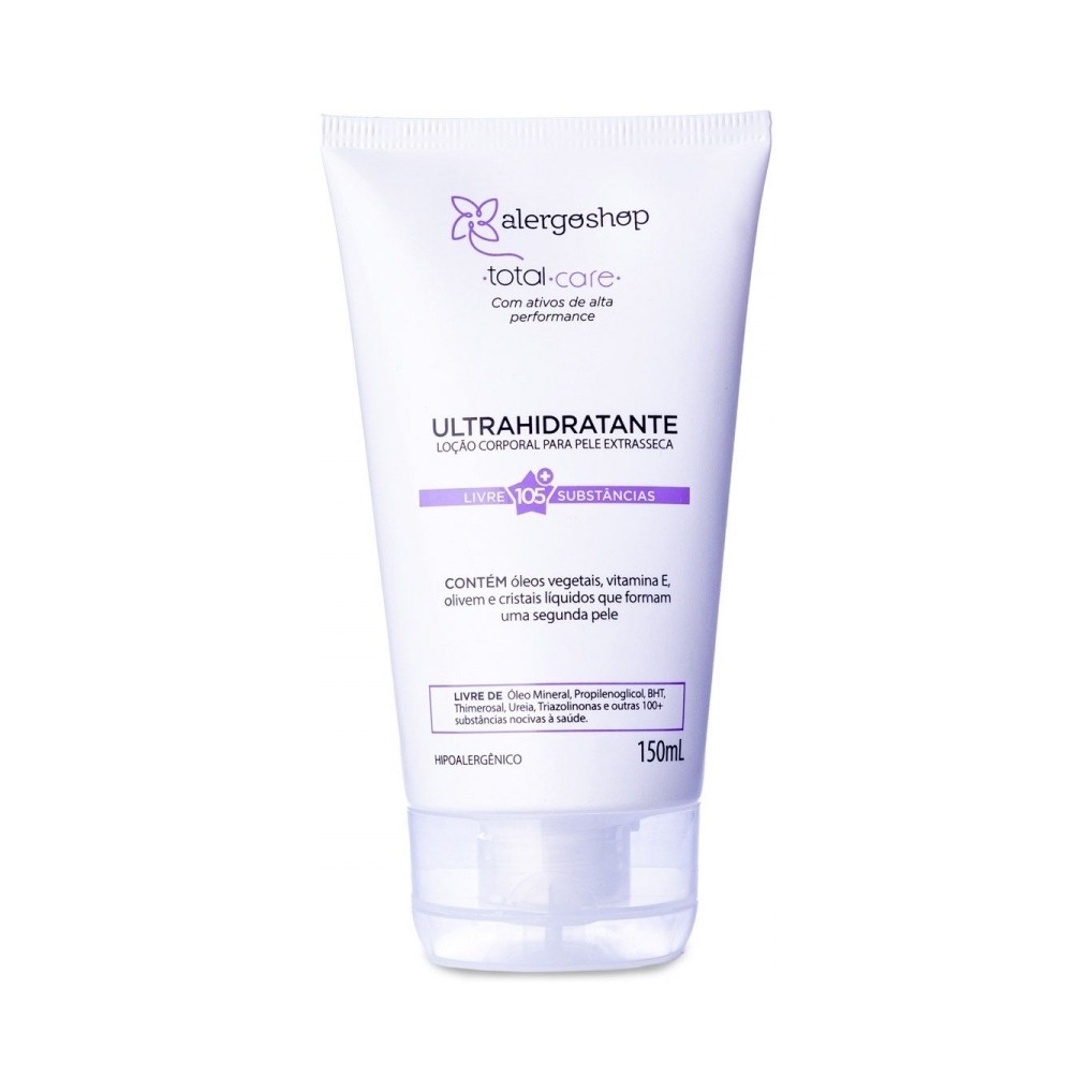 Loção corporal ultra hidratante hipoalergênica Alergoshop Total Care 150ml