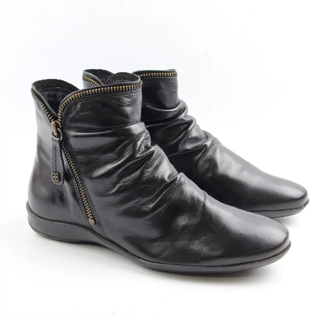 Bota Perlatto F811 Feminina Preta Rasteira Couro Legitimo Social
