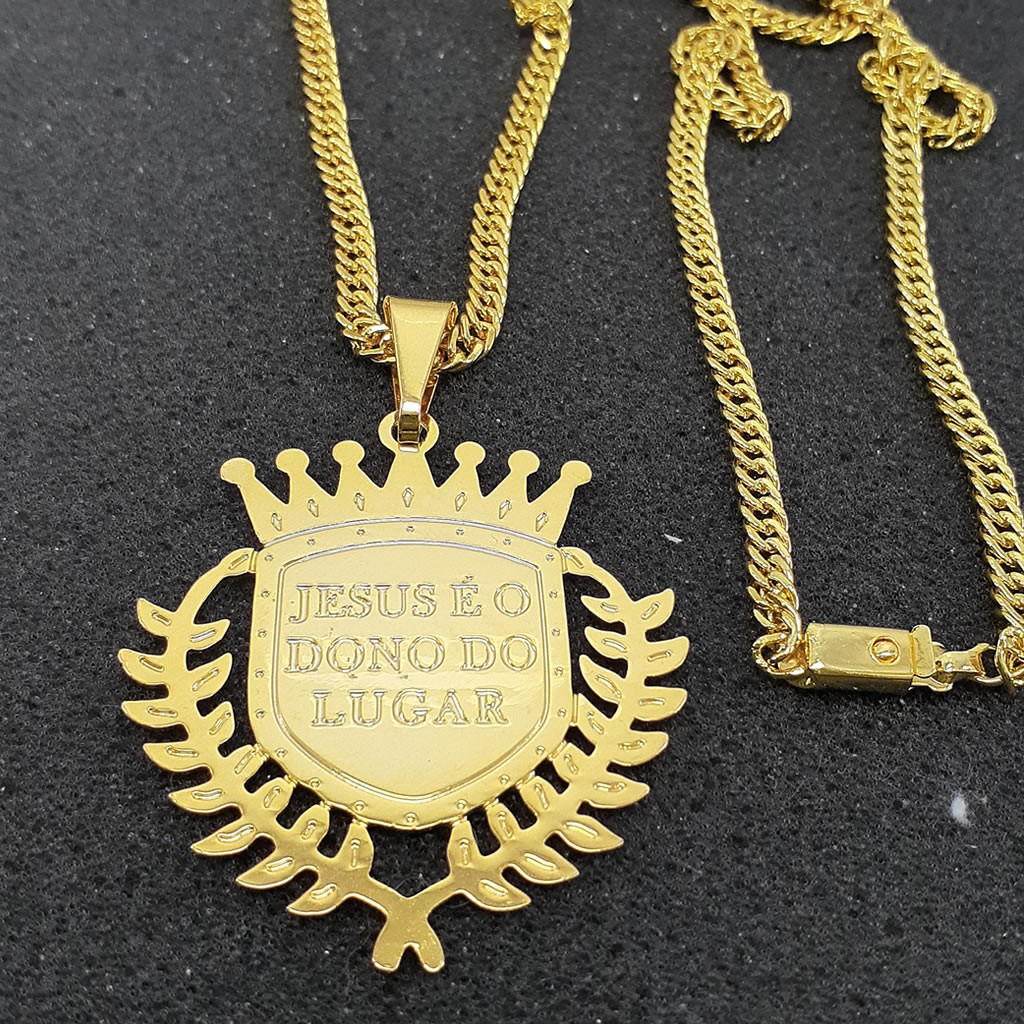 Cordão + Pingente Jesus dono do lugar Shopee Brasil