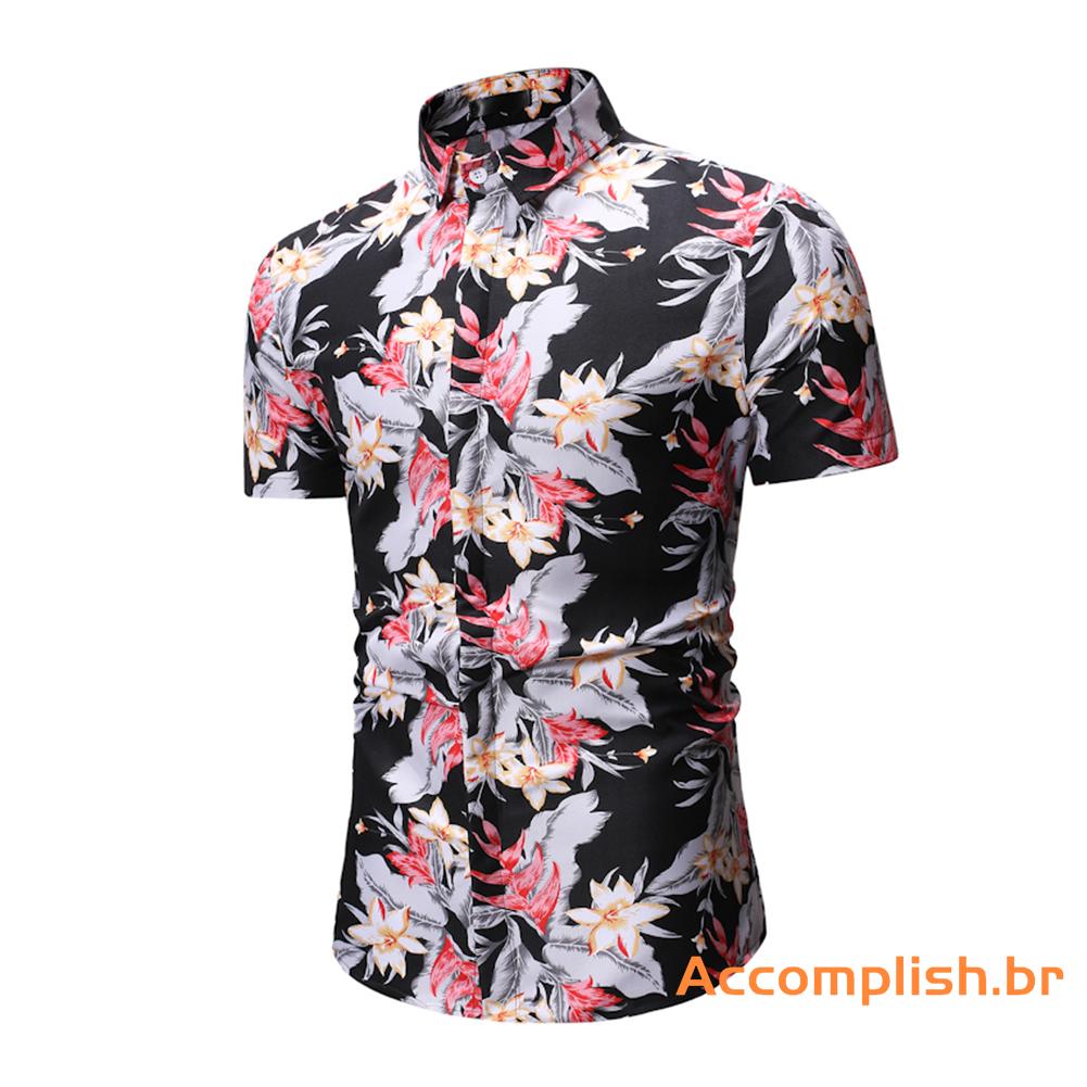 camisa social curta floral
