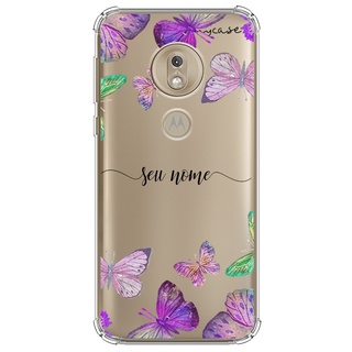 Capa para Moto G6, G6 Play, G6 Plus, G7 e G7 Plus, G7 Power, G7 Play - Borboletas | Com Nome Manuscrito