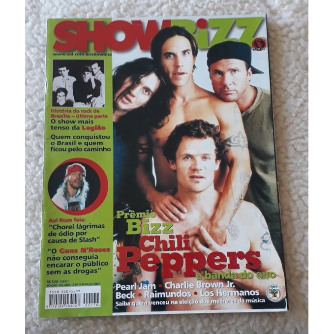 Revista Show Bizz Edição 176 Ano 15 Número 3 Março/ 2000 Red Hot Chilli Peppers